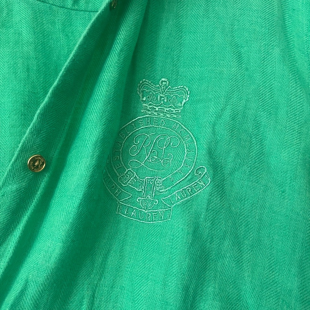 Lauren Ralph Lauren Green Button Down Shirt - Picture 3 of 4